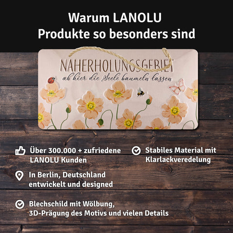LANOLU Kordelschild Naherholungsgebiet16x32cm
