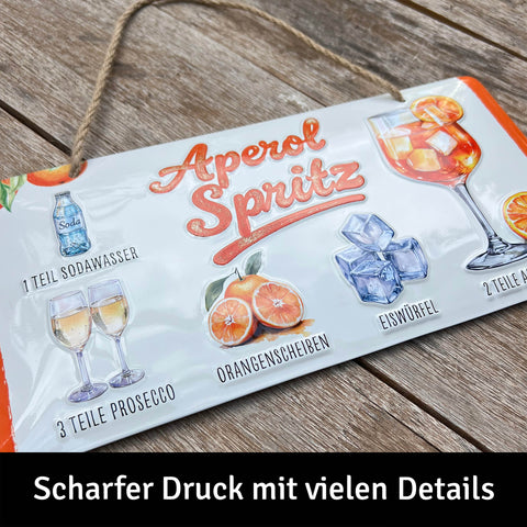 LANOLU Kordelschild APEROL SPRITZ mit detuschspr. Rezept 16x32cm