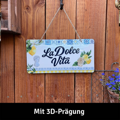LANOLU Kodelschild LA DOLCE VITA beginnt genau hier 16x32cm