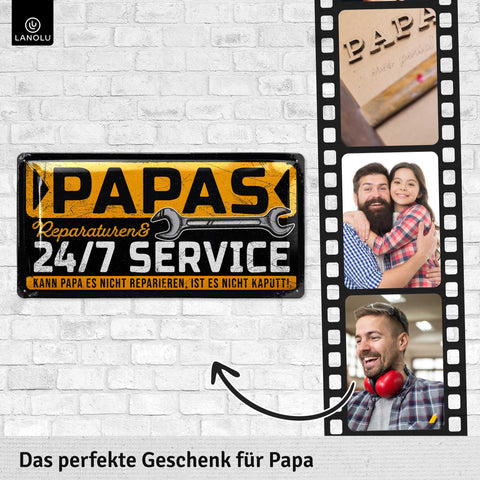 LANOLU Blechschild Papas Service 16x32cm