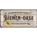 LANOLU Blechschild Bienen-Oase 16x32cm
