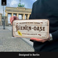 LANOLU Blechschild Bienen-Oase 16x32cm