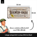 LANOLU Blechschild Bienen-Oase 16x32cm
