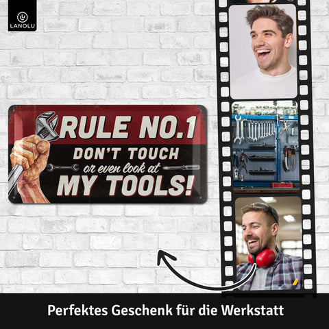 LANOLU Blechschild My Tools My Rules 16x32cm
