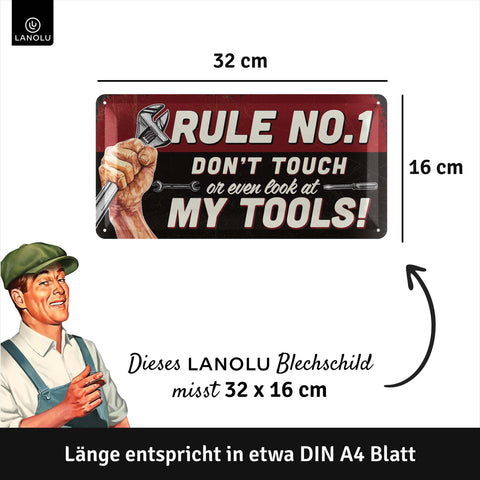 LANOLU Blechschild My Tools My Rules 16x32cm