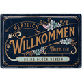 LANOLU Blechschild Herzlich Willkommen 20x30cm