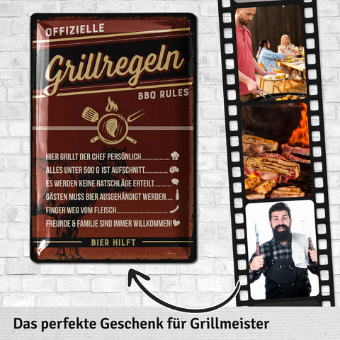 LANOLU Blechschild Grillregeln 20x30cm