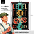 LANOLU Blechschild Geburtstag JAHR LEVEL 30 COMPLETE 20x30cm