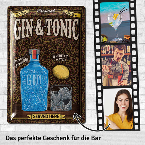 LANOLU Blechschild Gin Tonic Served Here 20x30cm