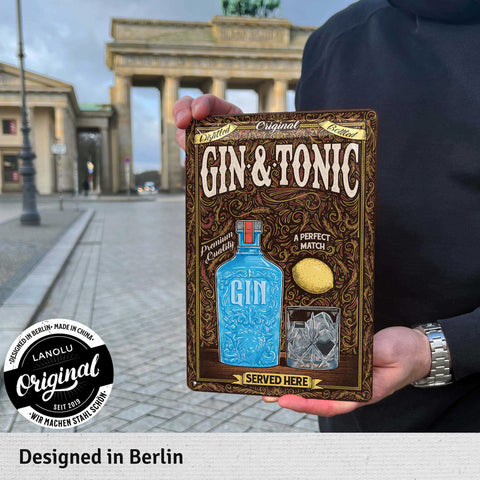 LANOLU Blechschild Gin Tonic Served Here 20x30cm