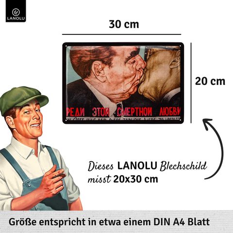 LANOLU Blechschild Bruderkuss 20x30cm