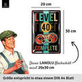 LANOLU Blechschild Geburtstag JAHR LEVEL 40 20x30cm