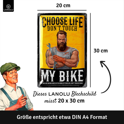 LANOLU Blechschild Choose Life Bike 20x30cm