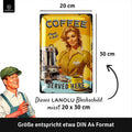 LANOLU Blechschild Coffee Woman 20x30cm