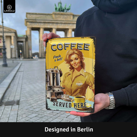 LANOLU Blechschild Coffee Woman 20x30cm