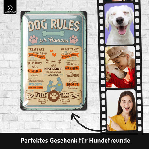 LANOLU Blechschild DOG RULES 20x30cm