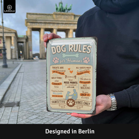 LANOLU Blechschild DOG RULES 20x30cm