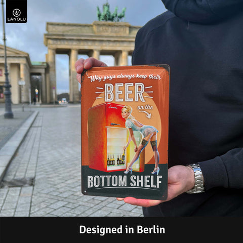 LANOLU Blechschild Beer Bottom Fridge 20x30cm