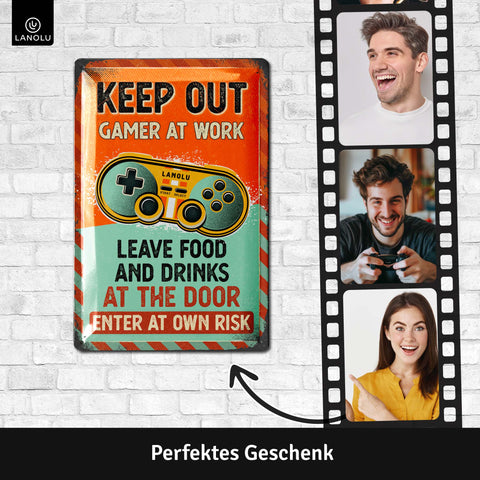LANOLU Blechschild Keep Out Gamer 20x30cm