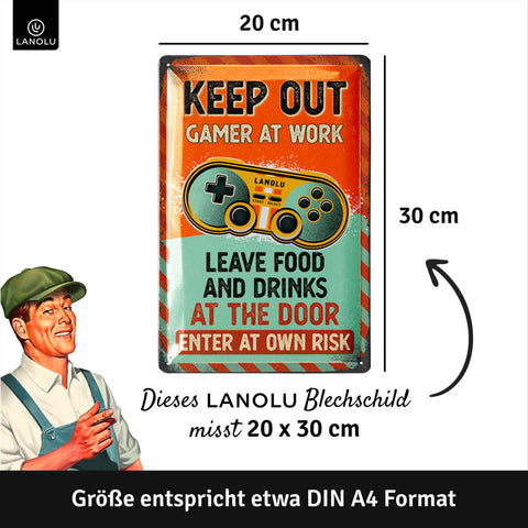 LANOLU Blechschild Keep Out Gamer 20x30cm