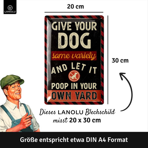 LANOLU Blechschild Dog Poop Outside 20x30cm