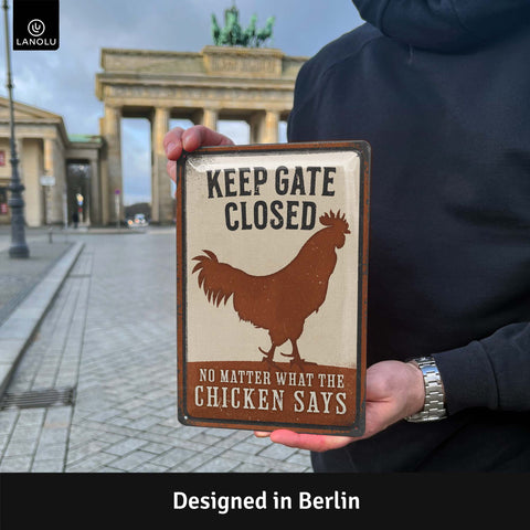 LANOLU Blechschild Gate Closed Chicken 20x30cm