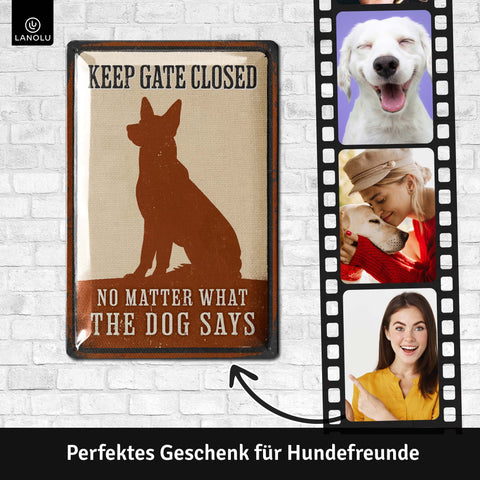 LANOLU Blechschild Gate Closed Dog 20x30cm