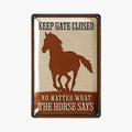 LANOLU Blechschild Gate Closed Horse 20x30cm