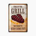 LANOLU Blechschild BBQ Grill 20x30cm