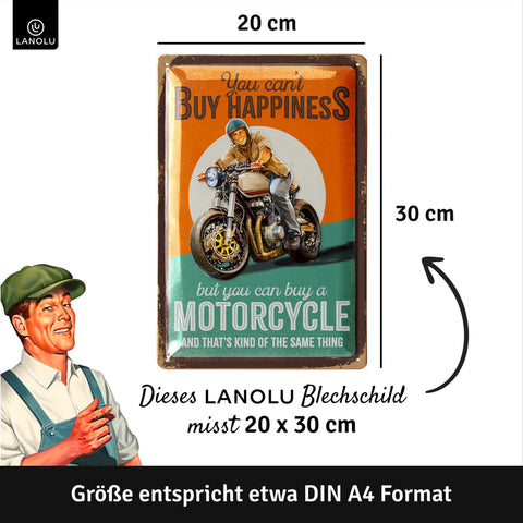 LANOLU Blechschild Motorcycle 20x30cm
