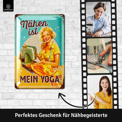 LANOLU Blechschild Nähen Yoga 20x30cm