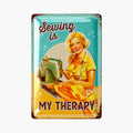 LANOLU Blechschild Sewing Therapy 20x30cm