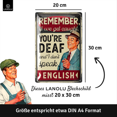 LANOLU Blechschild Remember English 20x30cm