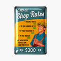 LANOLU Blechschild Garage Shop Rates 20x30cm