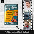 LANOLU Blechschild Garage Shop Rates 20x30cm