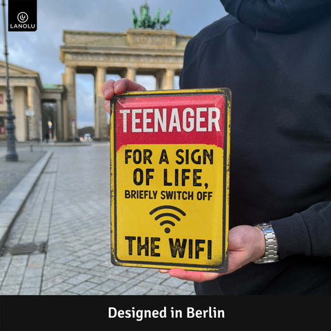 LANOLU Blechschild Teenager Wifi 20x30cm