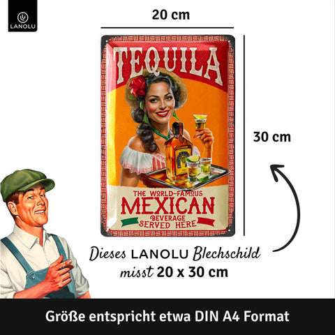 LANOLU Blechschild Tequila Woman 20x30cm