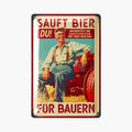 LANOLU Blechschild Sauft Bier Bauern 20x30cm