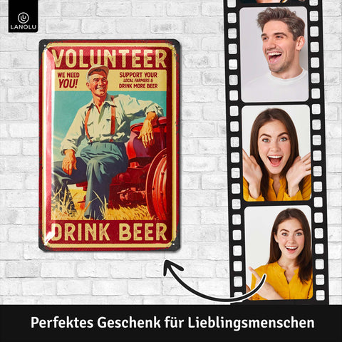 LANOLU Blechschild Volunteer Beer 20x30cm