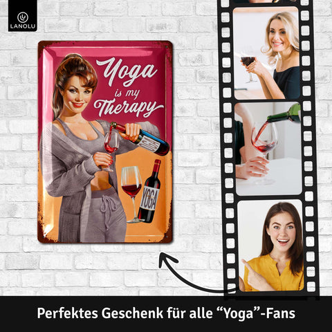 LANOLU Blechschild Yoga Therapy 20x30cm