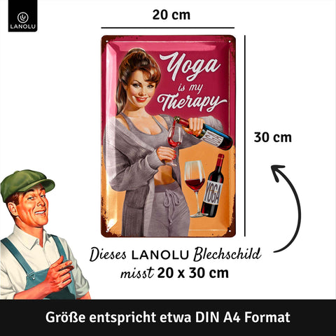 LANOLU Blechschild Yoga Therapy 20x30cm