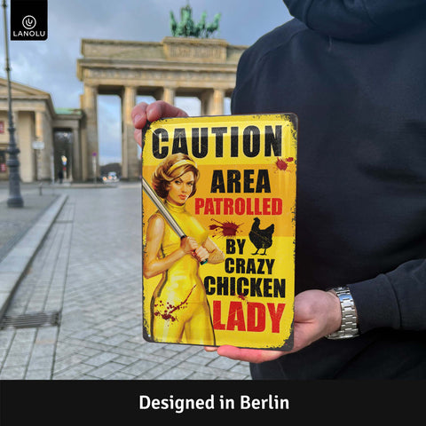 LANOLU Blechschild Crazy Chicken Lady 20x30cm