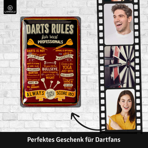 LANOLU Blechschild Dart Rules ENG 20x30cm