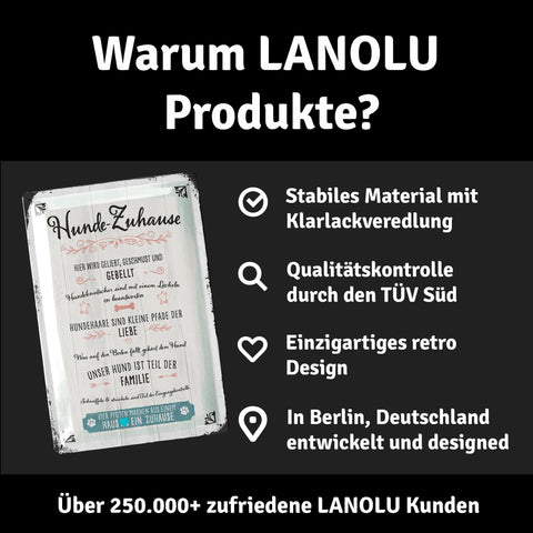 LANOLU Blechschild Hunderegeln Zuhause 20x30cm