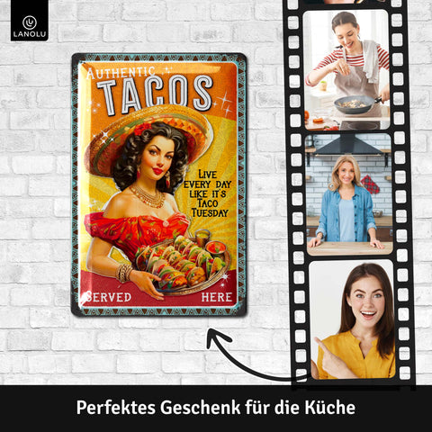 LANOLU Blechschild Tacos 20x30cm