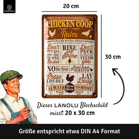 LANOLU Blechschild Chicken Coop 20x30cm