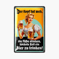LANOLU Blechschild Der Kopf tut weh Füße stinken 20x30cm