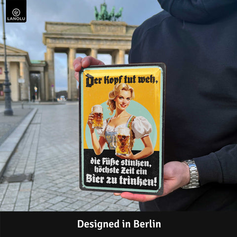 LANOLU Blechschild Der Kopf tut weh Füße stinken 20x30cm