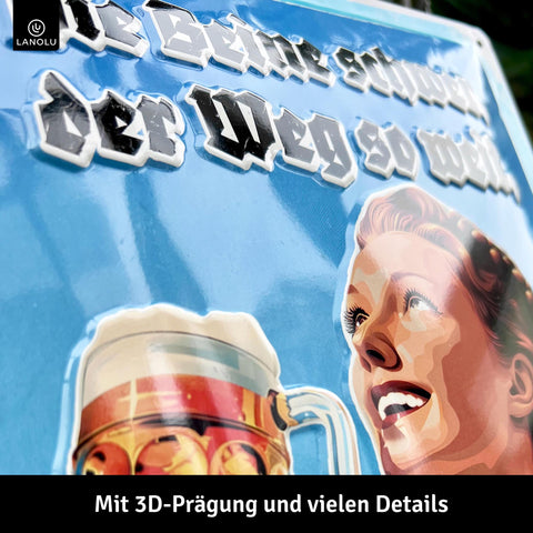 LANOLU Retro Blechschild Die Beine schwer der Weg so weit 20x30cm