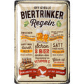 LANOLU Retro Blechschild Biertrinker Regeln 20x30cm
